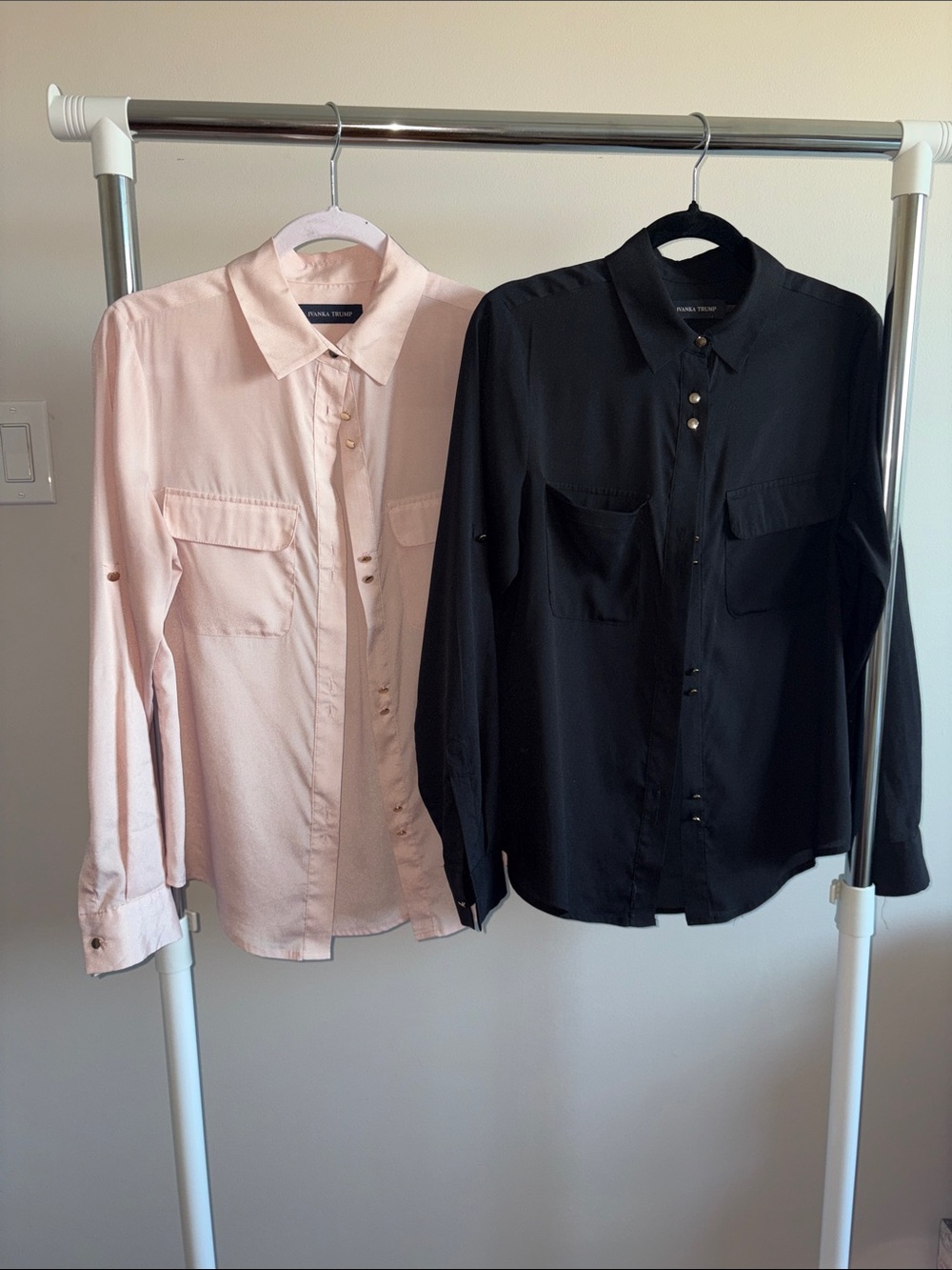 Set of Two! Women’s Button-Down Shirt Duo — Light Pink & Black
